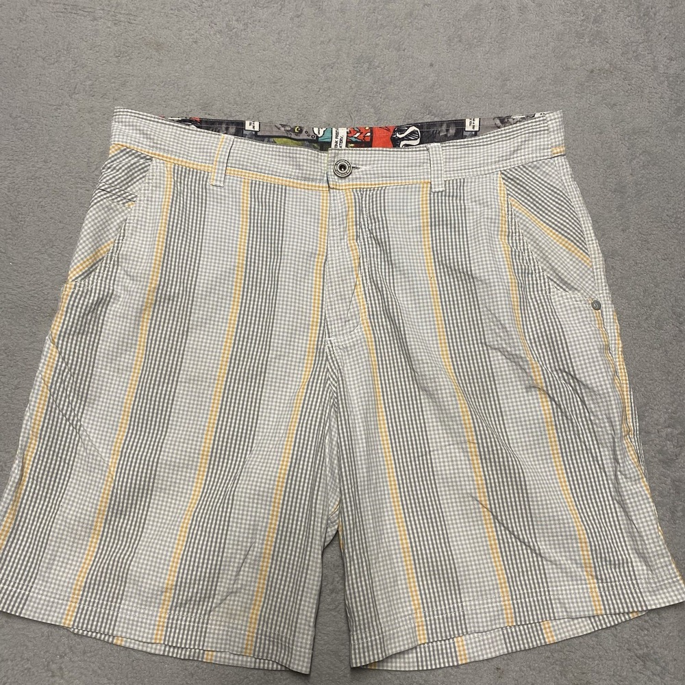 Lululemon Kahuna Short Mens 36 Gray Plaid Golf Casual Chino 8" Inseam‎